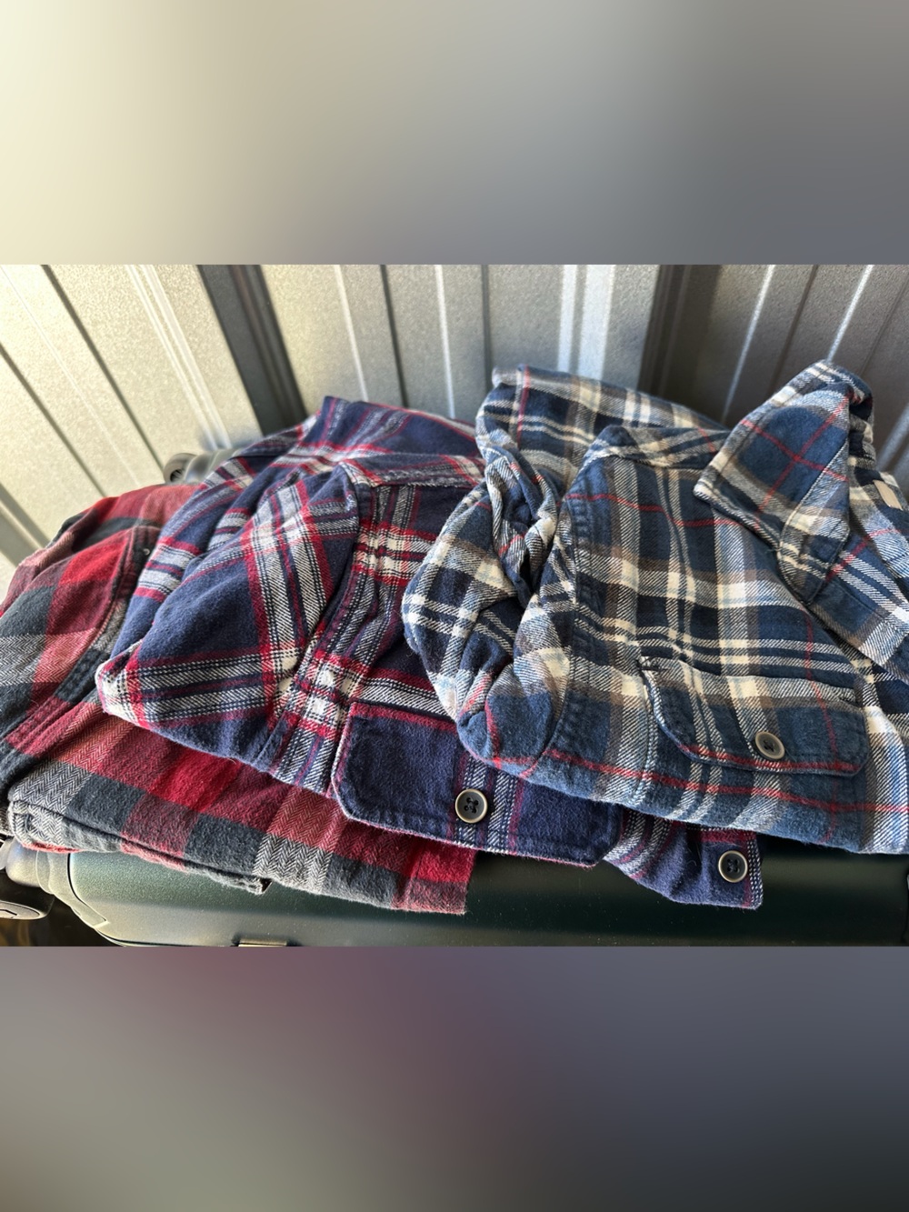 Jachs Blue, White & Red Plaid Flannel Shirts 3pk